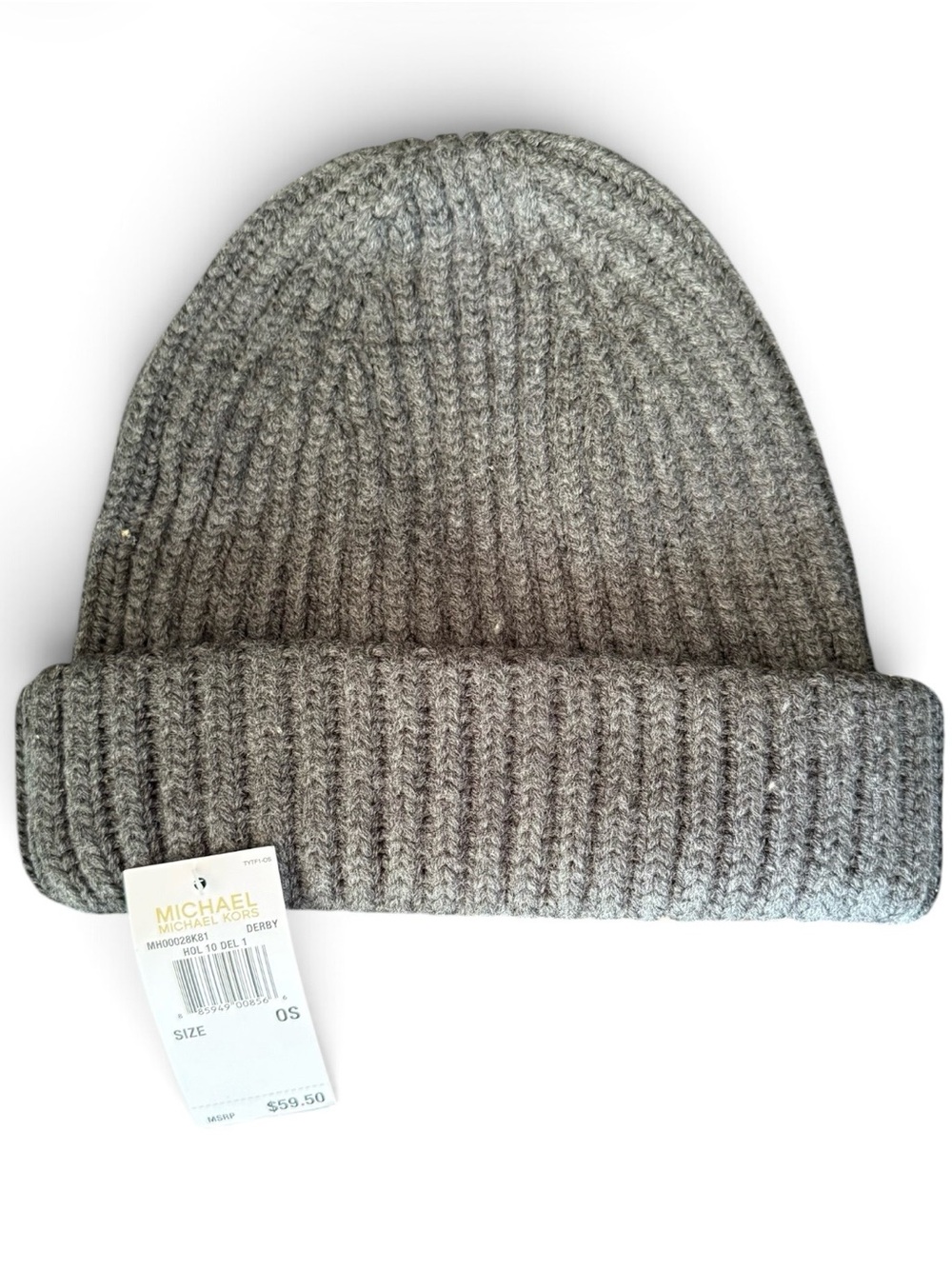 Michael Kors Heather Gray Ribbed Knit Cuffed Beanie
